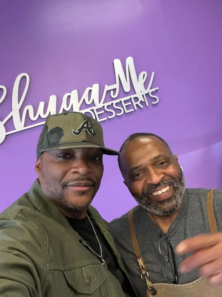 Bakery interior with purple wall